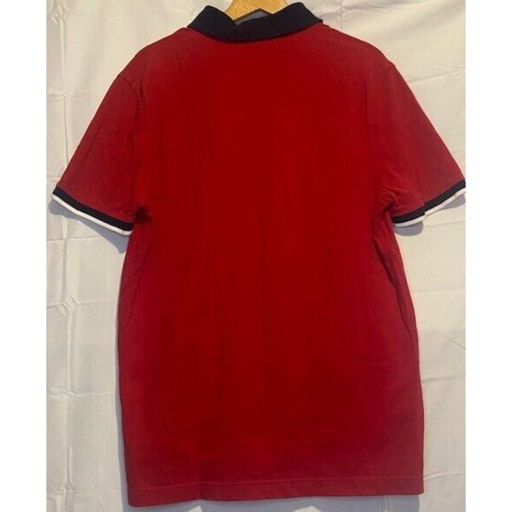 TOMMY HILFIGER Mens LARGE POLO RED SHIRT SHORT Sleeve CUSTOM FIT - Picture 2 of 4